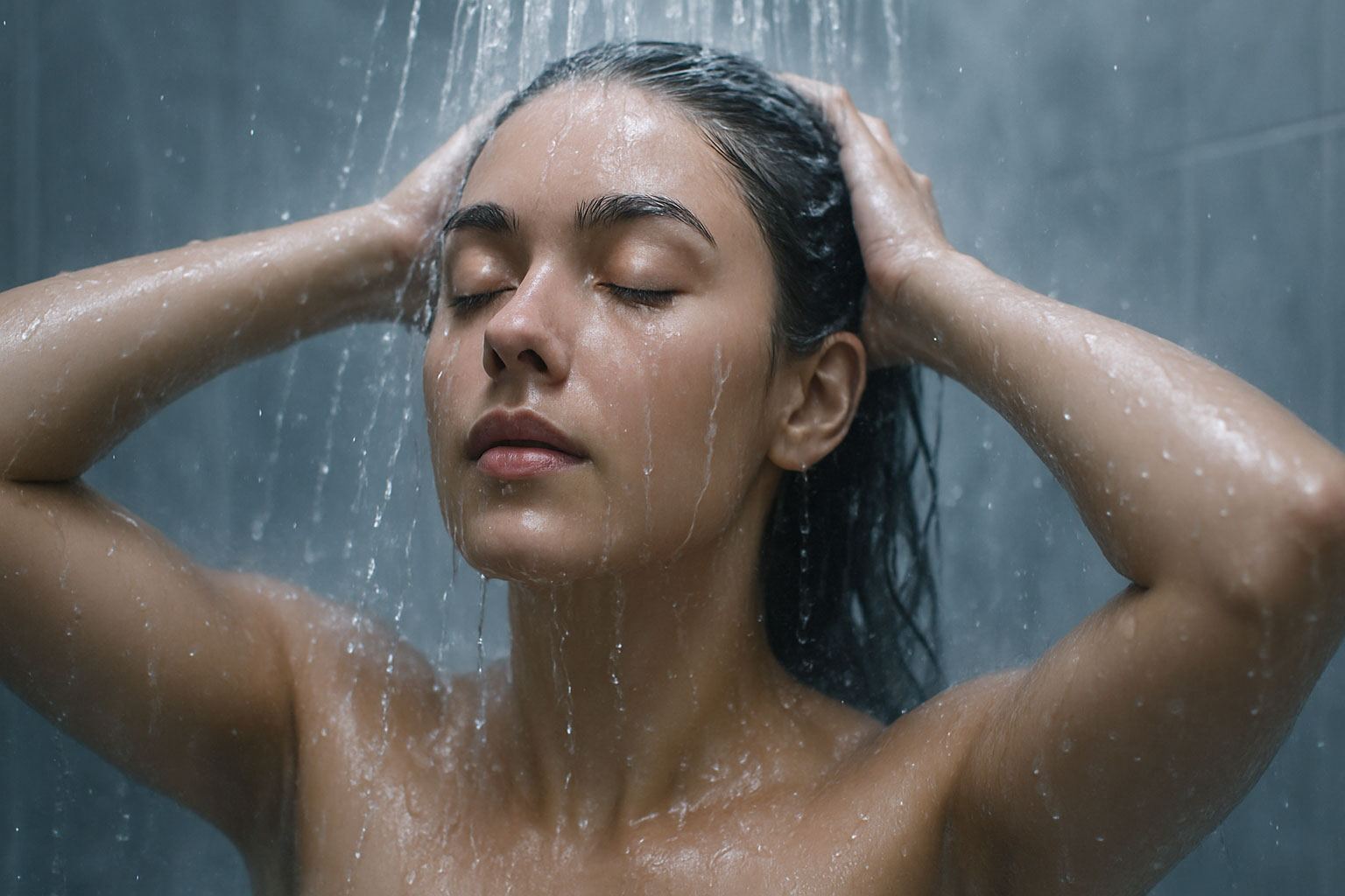 Photorealistic rinse symbolizing aura cleansing in water