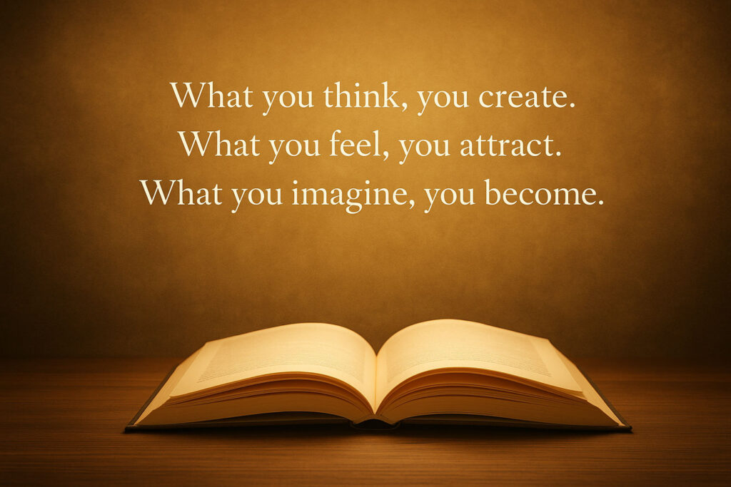 Manifestation quotes introduction image of journal and sticky notes with motivational words.