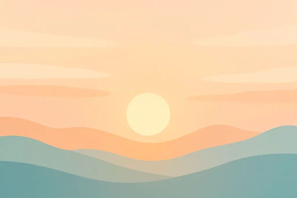 Pastel sunrise illustration symbolizing a fresh start.