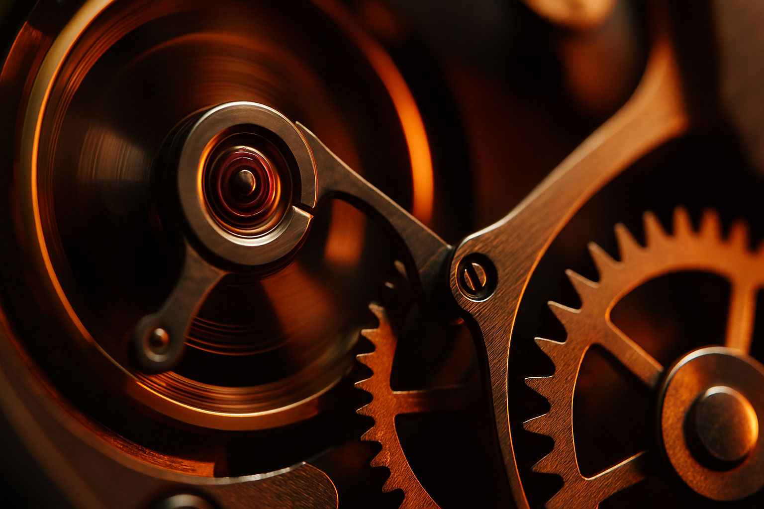 Macro of a watch escapement cycling steadily, reflecting the power of consistency at work.