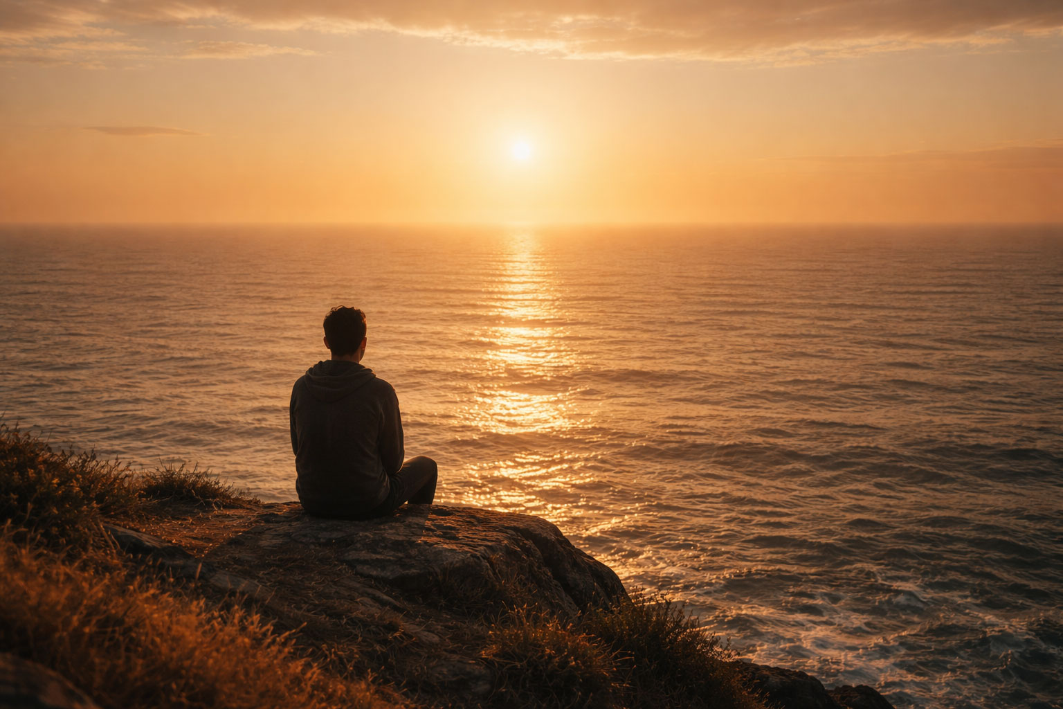 Ocean overlook scene reflecting emotional detachment as calm clarity during stress and big decisions