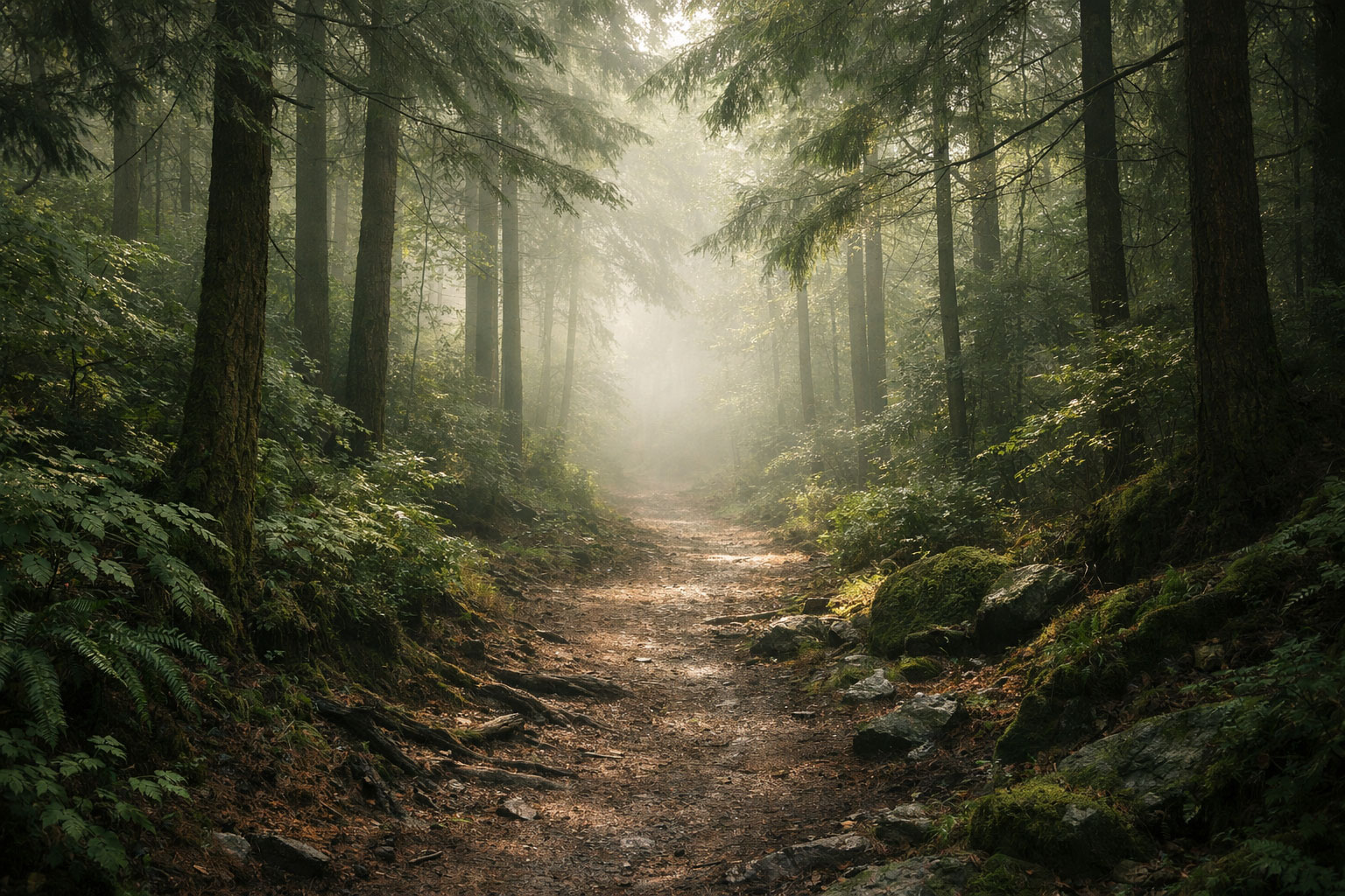 Foggy forest trail illustrating how to trust the process when the path feels unclear