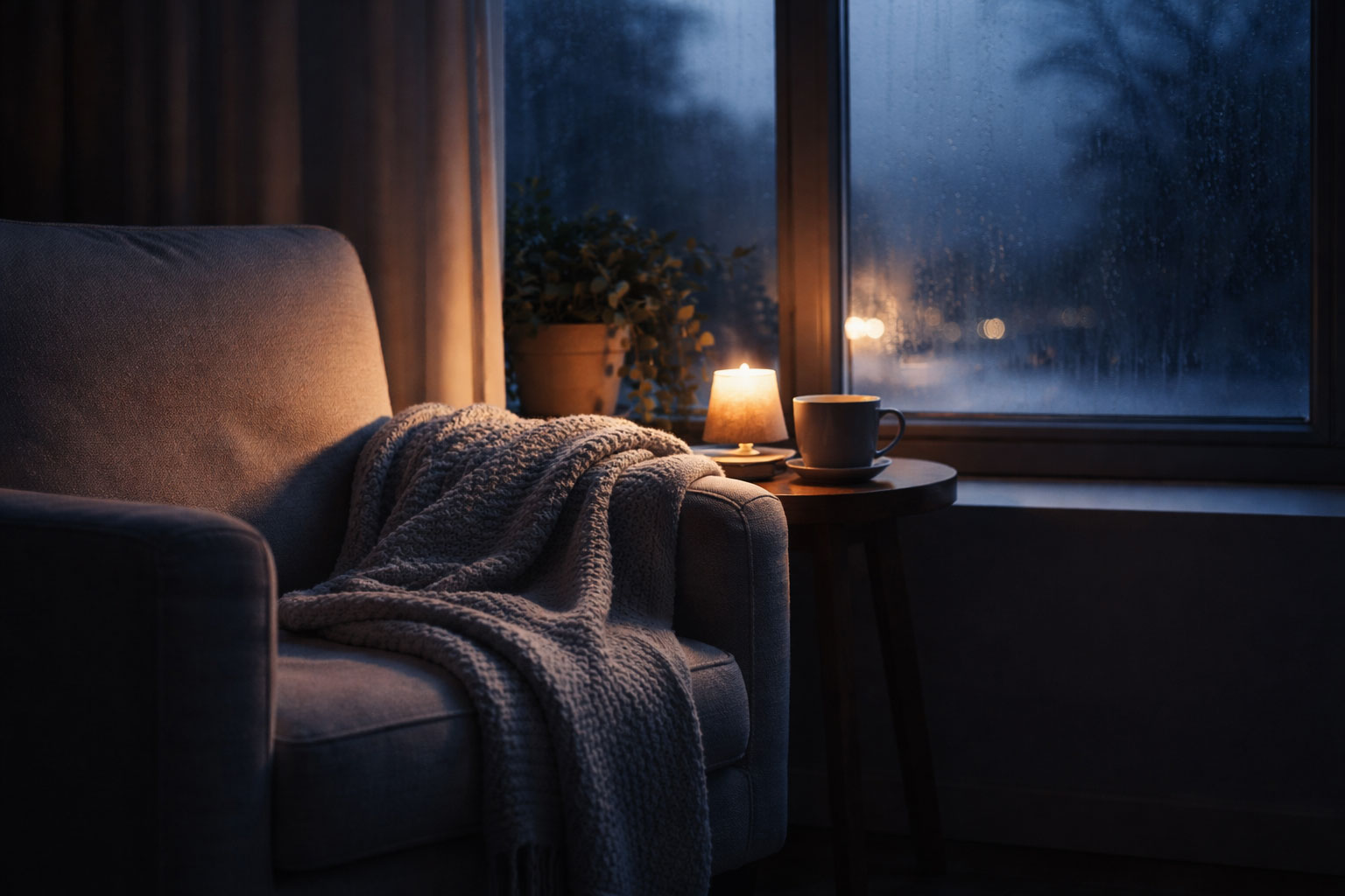 Evening environment supporting self concept affirmations and long-term identity integration